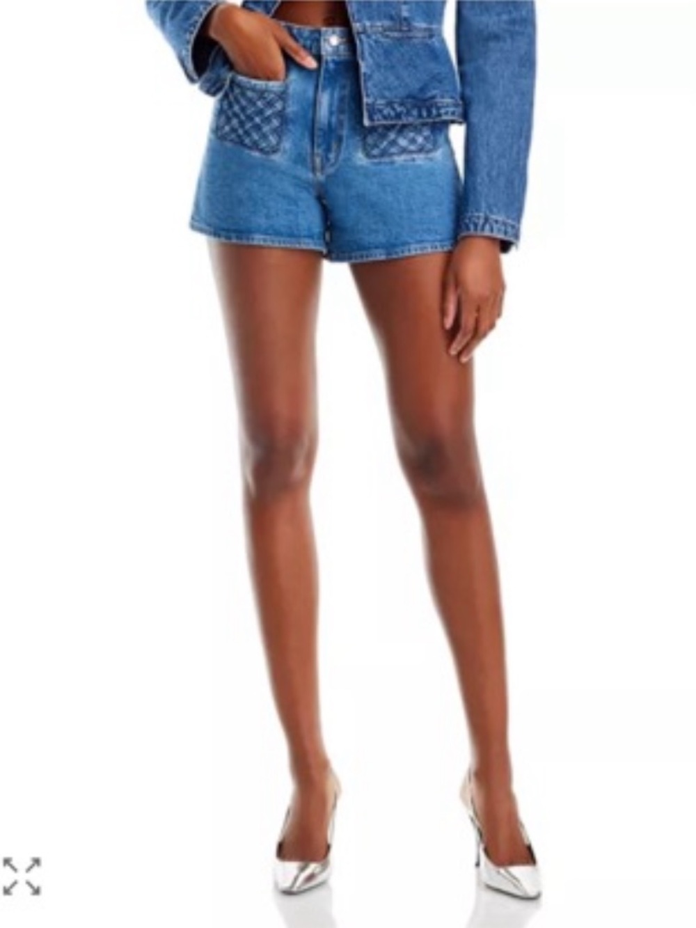 DEREK LAM 10 CROSBY LUNA HIGH RISE SHORT $255 Quilted Pocket Denim Shorts Sz 25